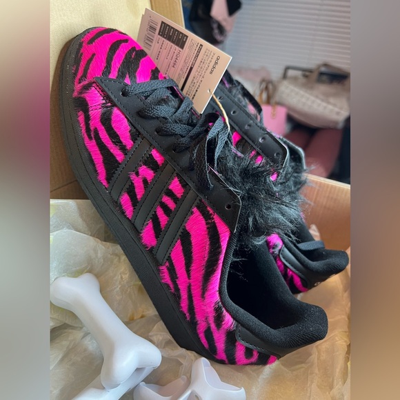 ADIDAS Campus 80s x Jeremy Scott Bones Shoes Pink Black Zebra - Picture 1 of 10
